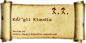 Kégli Klaudia névjegykártya